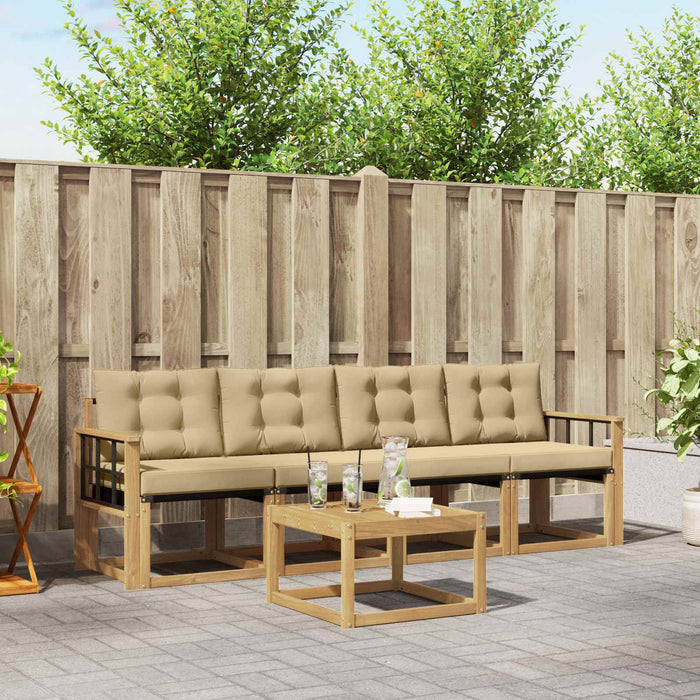 Set de canapele de exterior cu pernă 5 pcs Alb și Bej WALTI