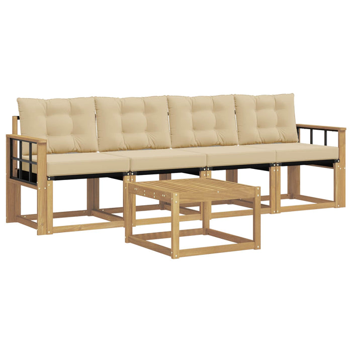 Set de canapele de exterior cu pernă 5 pcs Alb și Bej WALTI