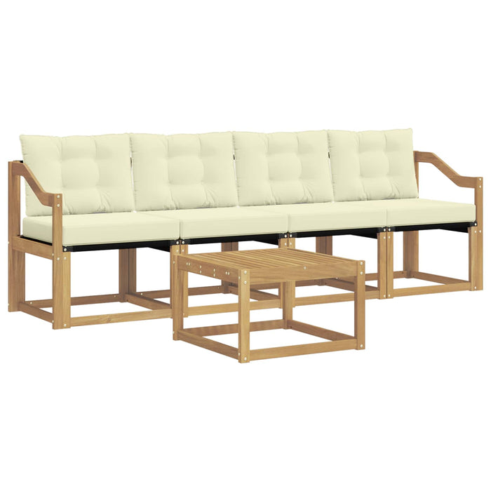 Set de canapele de exterior cu pernă 5 pcs Alb și crem WALTI