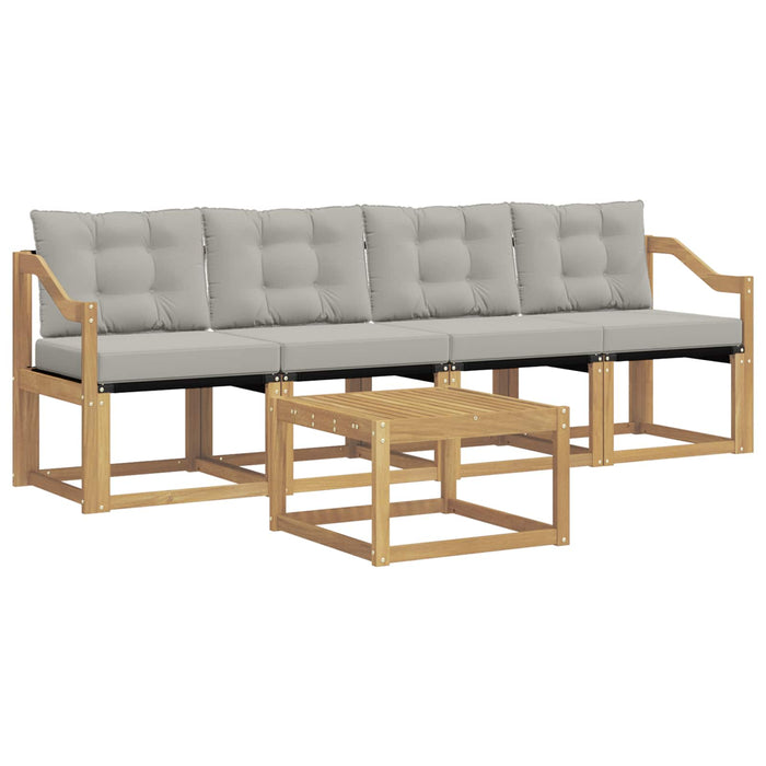 Set de canapele de exterior cu pernă 5 pcs Alb și gri deschis WALTI
