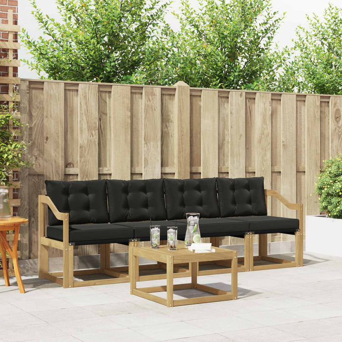 Set de canapele de exterior cu pernă 5 pcs Alb și negru WALTI