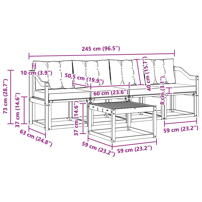 Set de canapele de exterior cu pernă 5 pcs Alb și negru WALTI