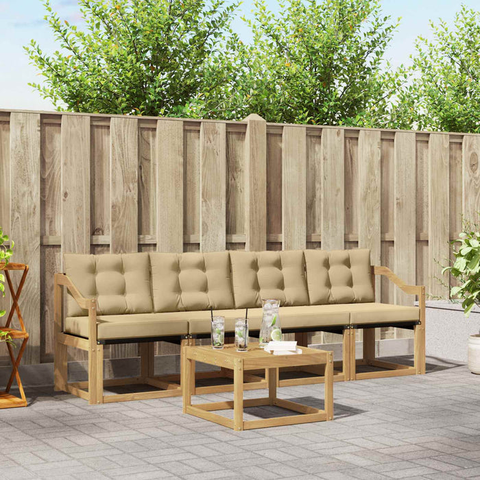 Set de canapele de exterior cu pernă 5 pcs Alb și Bej WALTI