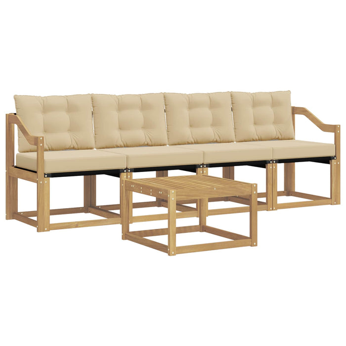Set de canapele de exterior cu pernă 5 pcs Alb și Bej WALTI