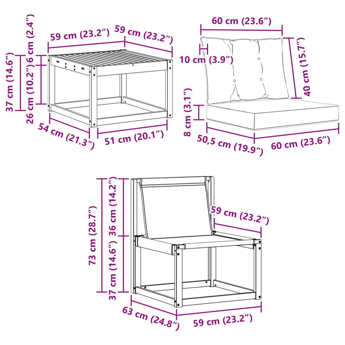Set de canapele de exterior cu pernă 5 pcs Alb și Bej WALTI
