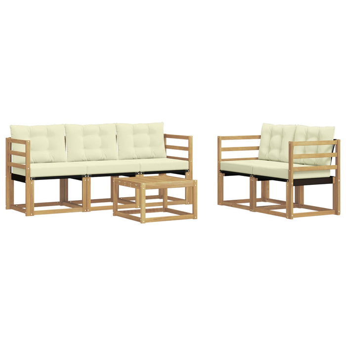 Set de canapele de exterior cu pernă 6 pcs Alb și crem WALTI