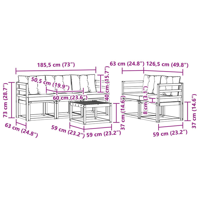 Set de canapele de exterior cu pernă 6 pcs Alb și crem WALTI