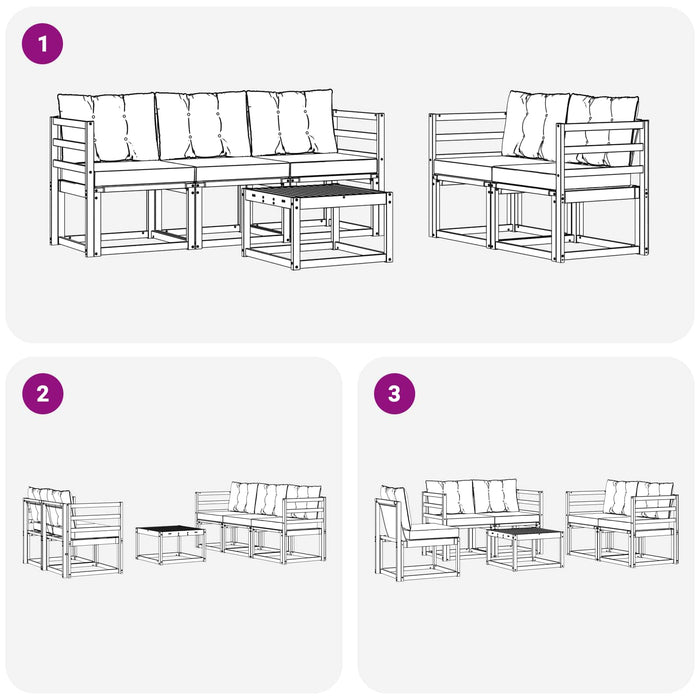 Set de canapele de exterior cu pernă 6 pcs Alb și crem WALTI