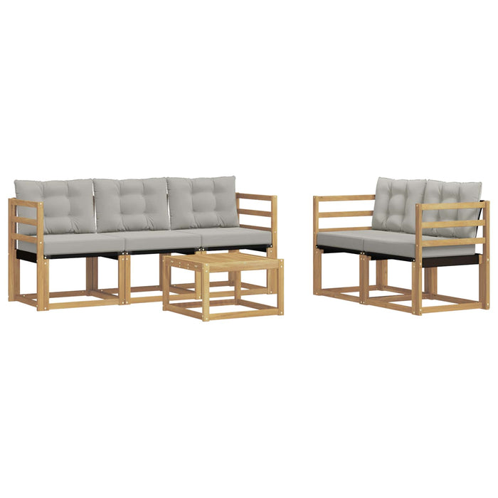 Set de canapele de exterior cu pernă 6 pcs Alb și gri deschis WALTI