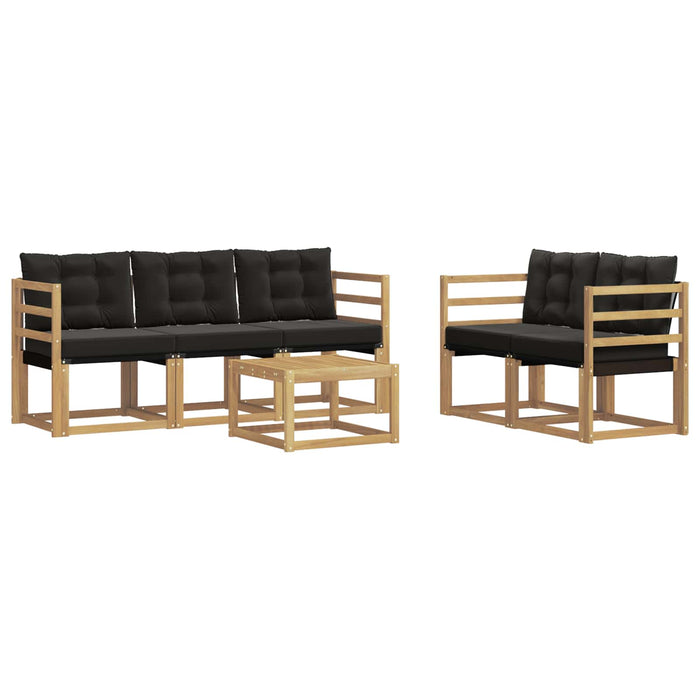 Set de canapele de exterior cu pernă 6 pcs Alb și negru WALTI