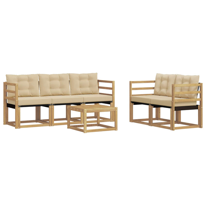 Set de canapele de exterior cu pernă 6 pcs Alb și Bej WALTI
