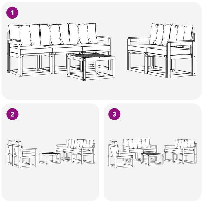 Set de canapele de exterior cu pernă 6 pcs Alb și crem WALTI