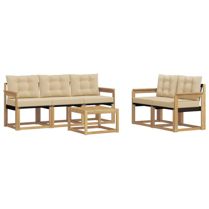 Set de canapele de exterior cu pernă 6 pcs Alb și Bej WALTI