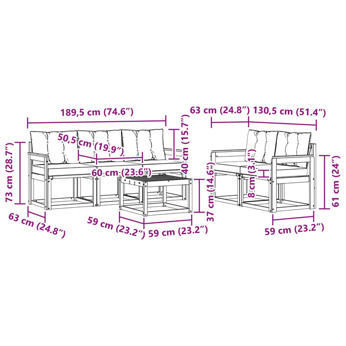 Set de canapele de exterior cu pernă 6 pcs Alb și Bej WALTI
