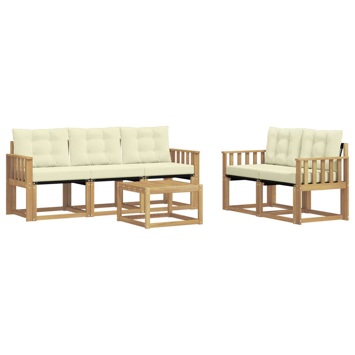 Set de canapele de exterior cu pernă 6 pcs Alb și crem WALTI