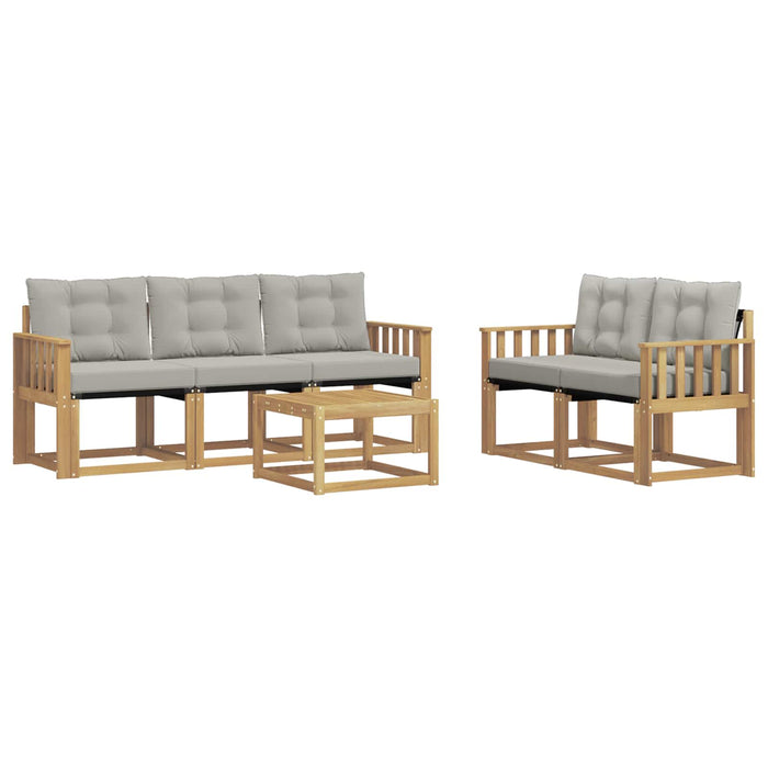 Set de canapele de exterior cu pernă 6 pcs Alb și gri deschis WALTI