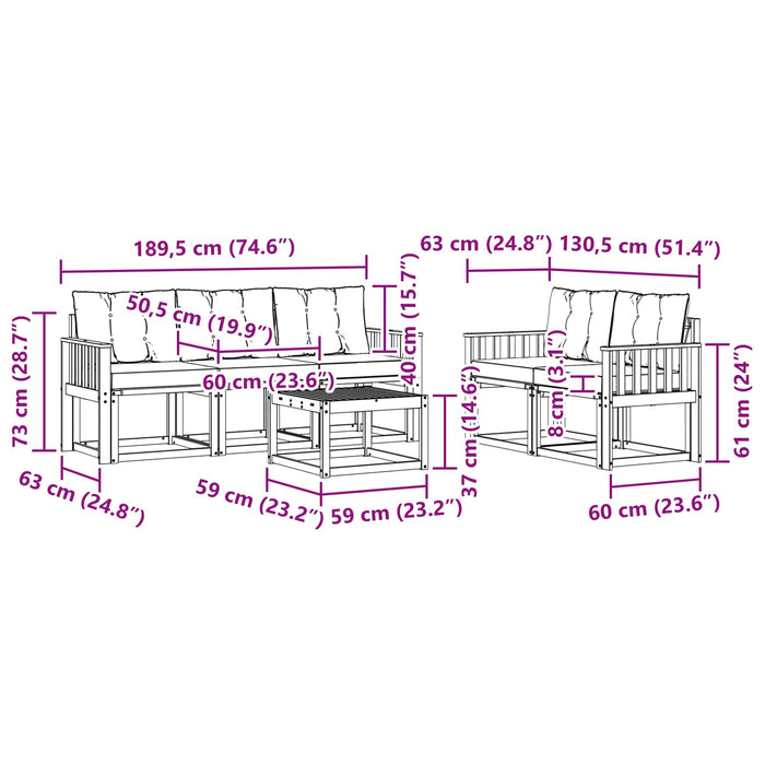 Set de canapele de exterior cu pernă 6 pcs Alb și gri deschis WALTI