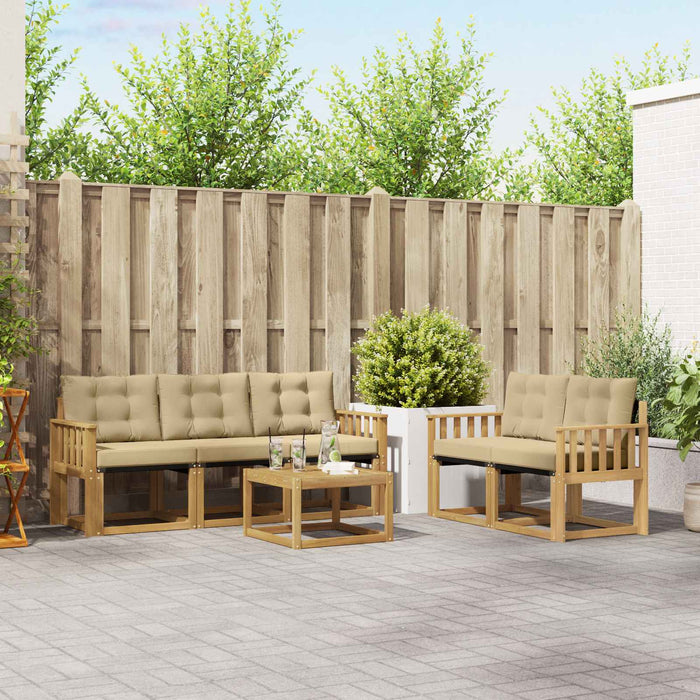Set de canapele de exterior cu pernă 6 pcs Alb și Bej WALTI
