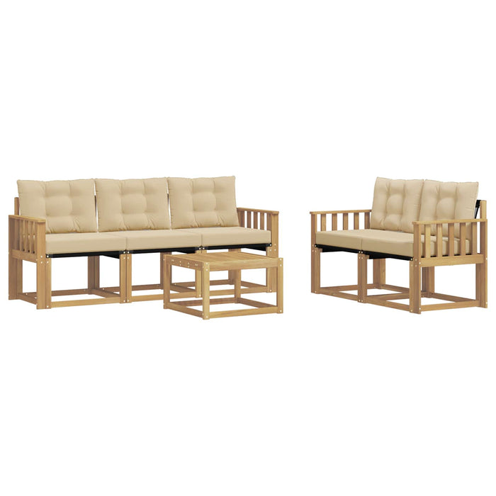 Set de canapele de exterior cu pernă 6 pcs Alb și Bej WALTI
