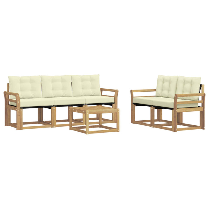 Set de canapele de exterior cu pernă 6 pcs Alb și crem WALTI
