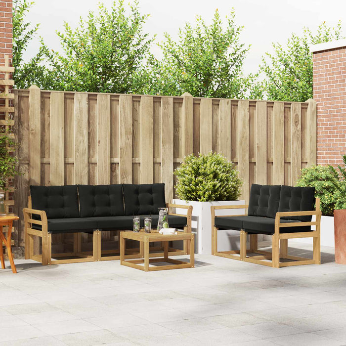 Set de canapele de exterior cu pernă 6 pcs Alb și negru WALTI