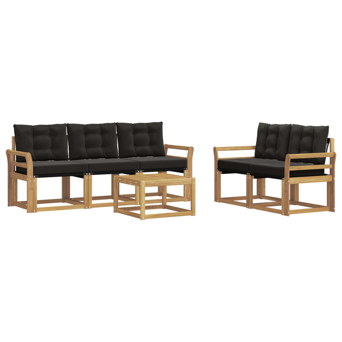 Set de canapele de exterior cu pernă 6 pcs Alb și negru WALTI