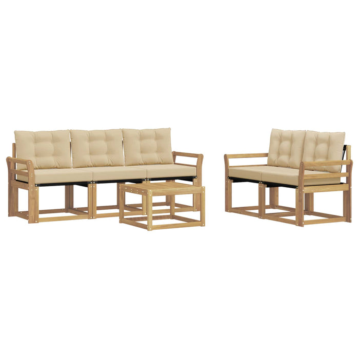 Set de canapele de exterior cu pernă 6 pcs Alb și Bej WALTI