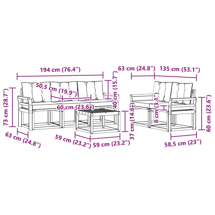 Set de canapele de exterior cu pernă 6 pcs Alb și Bej WALTI
