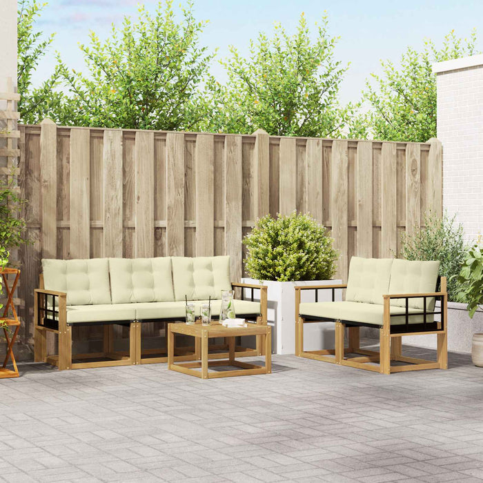 Set de canapele de exterior cu pernă 6 pcs Alb și crem WALTI