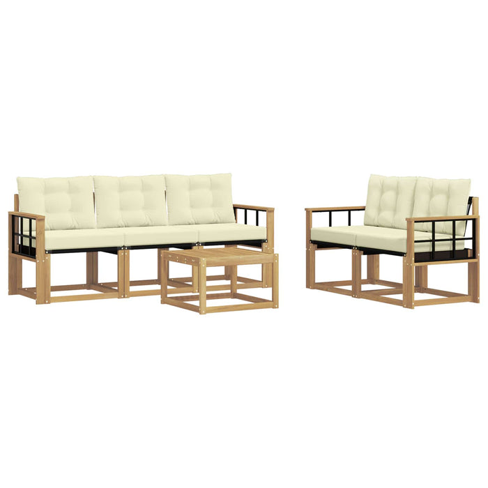 Set de canapele de exterior cu pernă 6 pcs Alb și crem WALTI