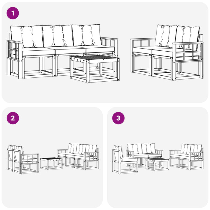 Set de canapele de exterior cu pernă 6 pcs Alb și crem WALTI
