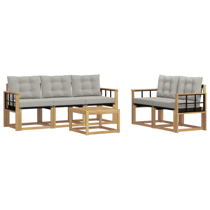 Set de canapele de exterior cu pernă 6 pcs Alb și gri deschis WALTI