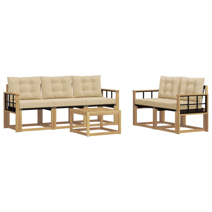Set de canapele de exterior cu pernă 6 pcs Alb și Bej WALTI