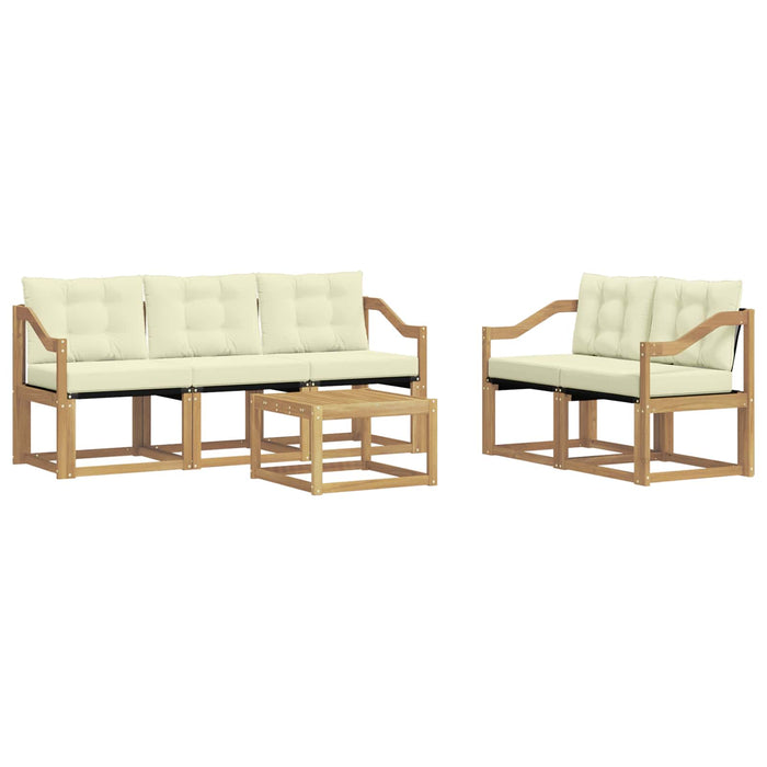Set de canapele de exterior cu pernă 6 pcs Alb și crem WALTI