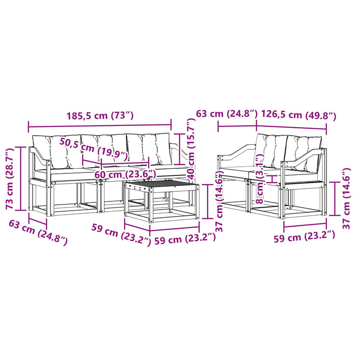 Set de canapele de exterior cu pernă 6 pcs Alb și Bej WALTI