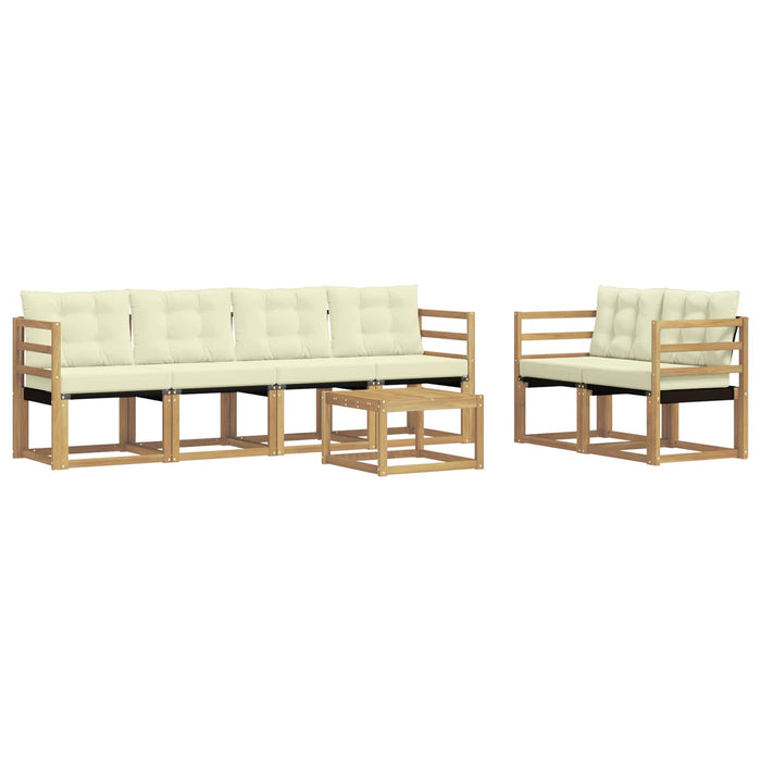 Set de canapele de exterior cu pernă 7 pcs Alb și crem WALTI