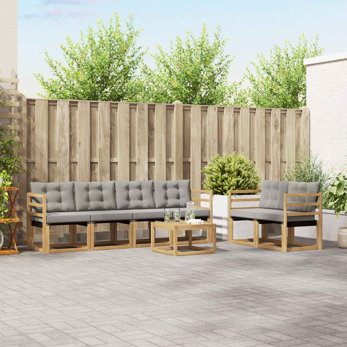 Set de canapele de exterior cu pernă 7 pcs Alb și gri deschis WALTI