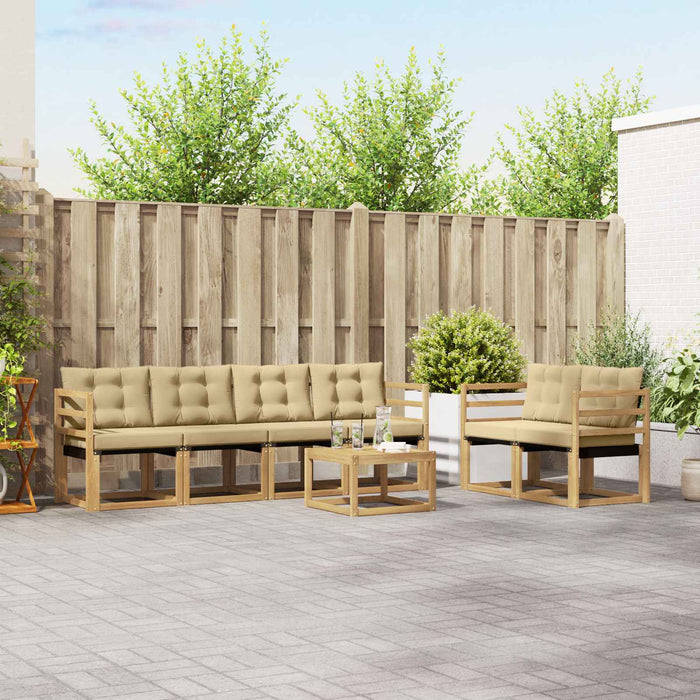 Set de canapele de exterior cu pernă 7 pcs Alb și Bej WALTI