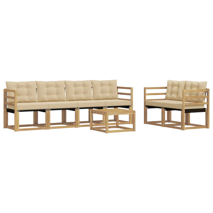 Set de canapele de exterior cu pernă 7 pcs Alb și Bej WALTI
