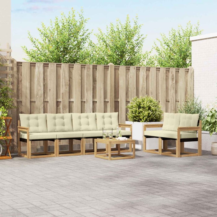 Set de canapele de exterior cu pernă 7 pcs Alb și crem WALTI