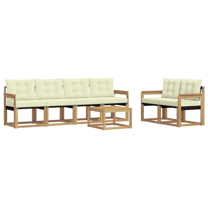 Set de canapele de exterior cu pernă 7 pcs Alb și crem WALTI