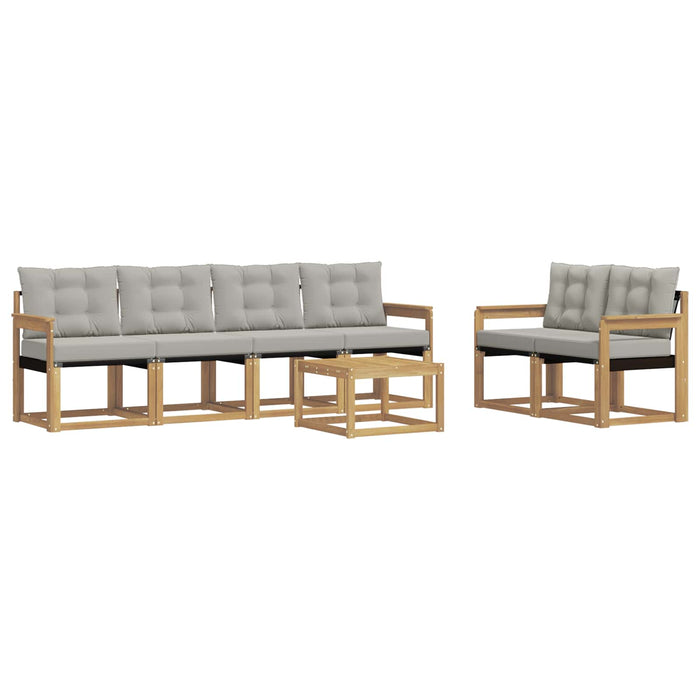 Set de canapele de exterior cu pernă 7 pcs Alb și gri deschis WALTI