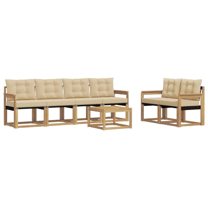Set de canapele de exterior cu pernă 7 pcs Alb și Bej WALTI