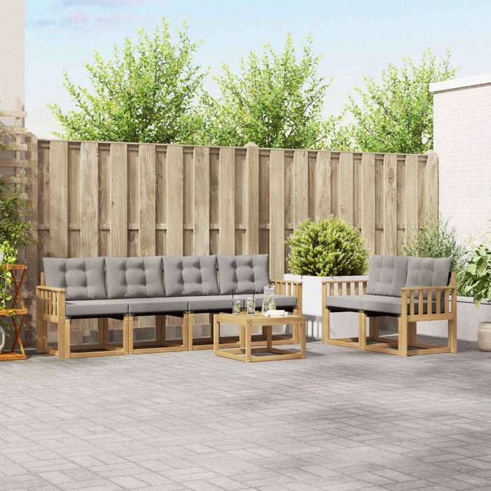 Set de canapele de exterior cu pernă 7 pcs Alb și gri deschis WALTI