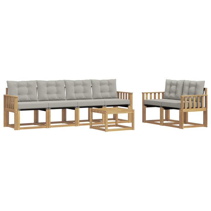 Set de canapele de exterior cu pernă 7 pcs Alb și gri deschis WALTI