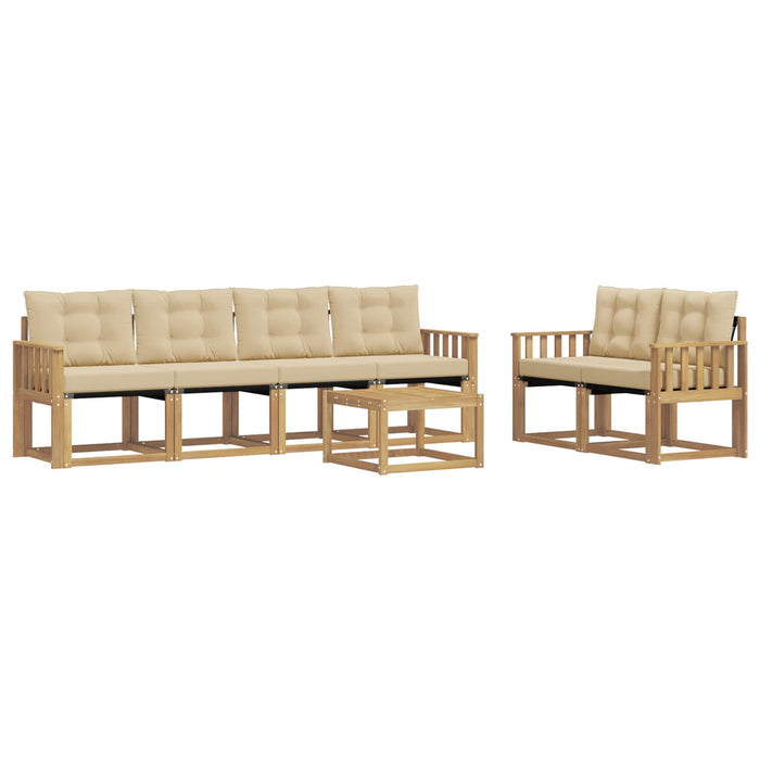 Set de canapele de exterior cu pernă 7 pcs Alb și Bej WALTI