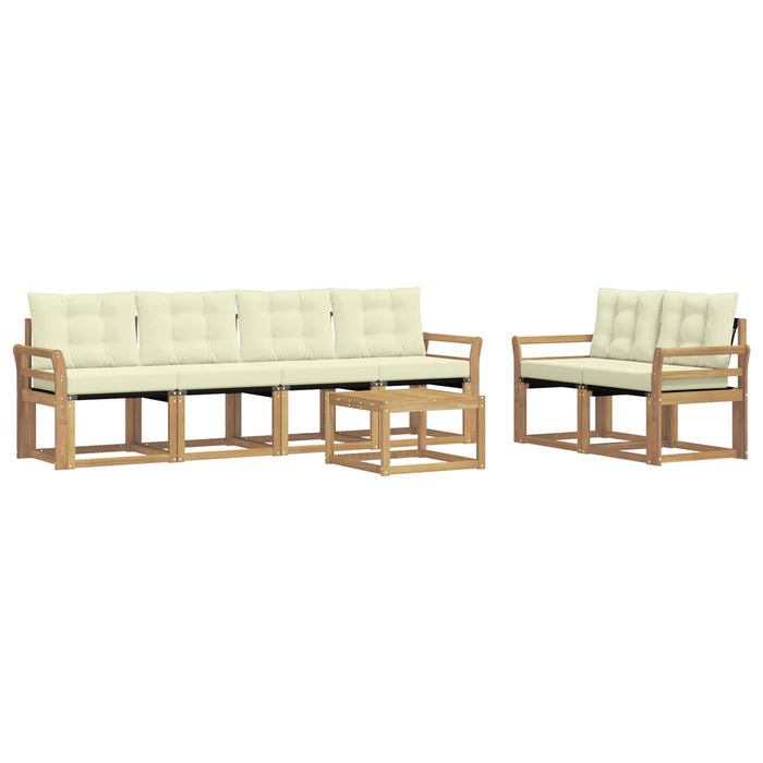 Set de canapele de exterior cu pernă 7 pcs Alb și crem WALTI