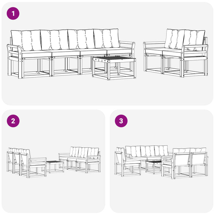 Set de canapele de exterior cu pernă 7 pcs Alb și crem WALTI