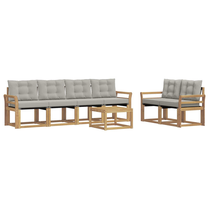 Set de canapele de exterior cu pernă 7 pcs Alb și gri deschis WALTI