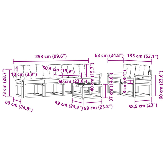 Set de canapele de exterior cu pernă 7 pcs Alb și gri deschis WALTI
